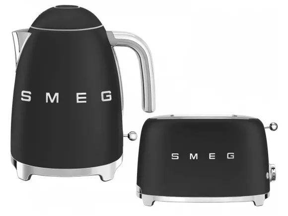 Набор Smeg чайник KLF03BLMEU + тостер TSF01BLMEU Чёрный матовый