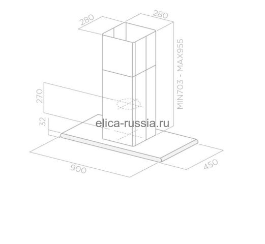 ELICA Вытяжка островная GALAXY ISLAND BLIX/A/90X45 LED