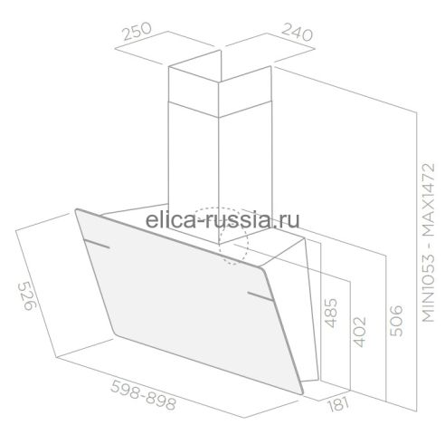 ELICA Вытяжка настенная L'ESSENZA BL/A/90 LED