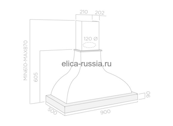 ELICA Вытяжка настенная MEMPHIS WH/A/90 T.GREZZO