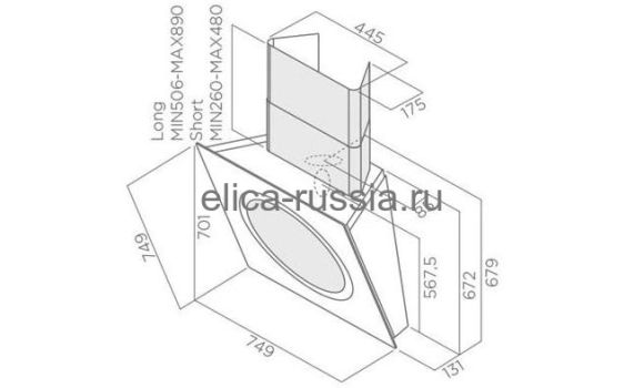 ELICA Вытяжка настенная OM AIR BL/F/75