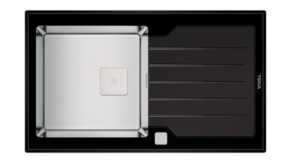 Мойка из нержавеющей стали и закалённого стекла с 1-ой чашей / Врезной монтаж DIAMOND RS15 1B 1D 86 BLACK