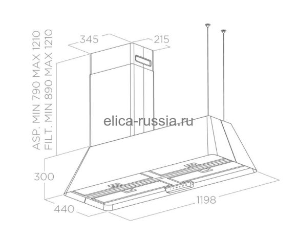 ELICA Вытяжка островная  IKONA MAXXI PURE BL MAT/F/120