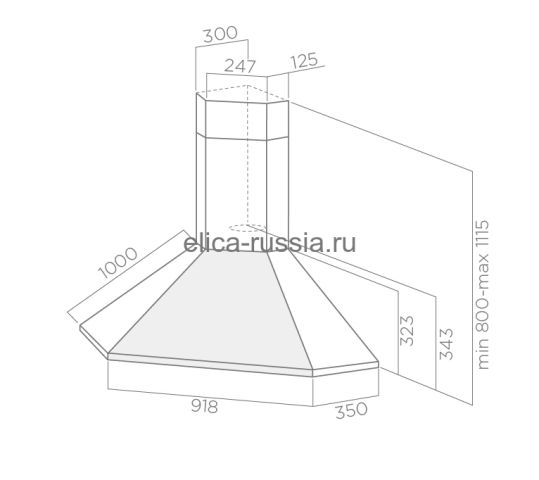 ELICA Вытяжка угловая ACUTA IX/F/100 LED