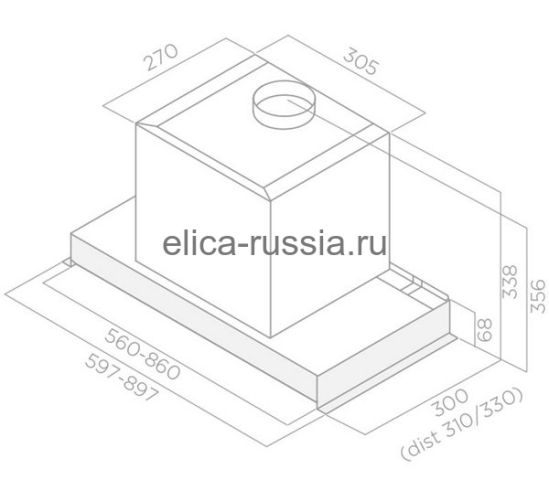 ELICA Вытяжка встраиваемая GLASS OUT IX/A/60