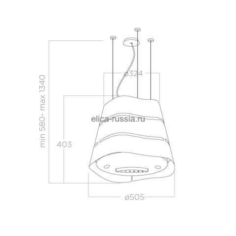 ELICA Вытяжка островная WAVE UX BL MAT/F/51